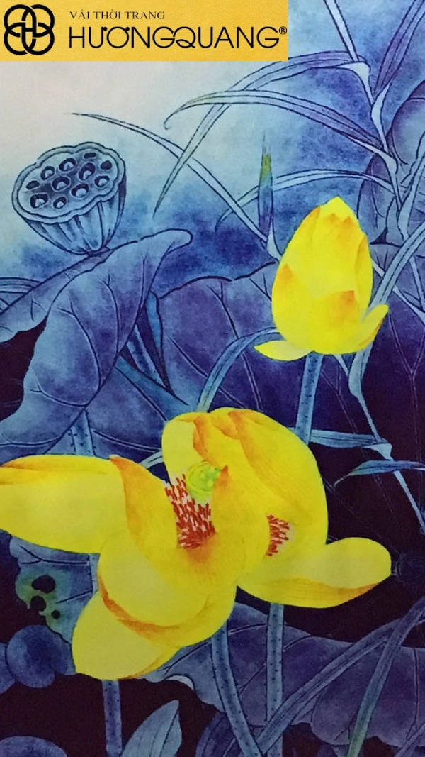 Mẫu vải áo dài hoa sen