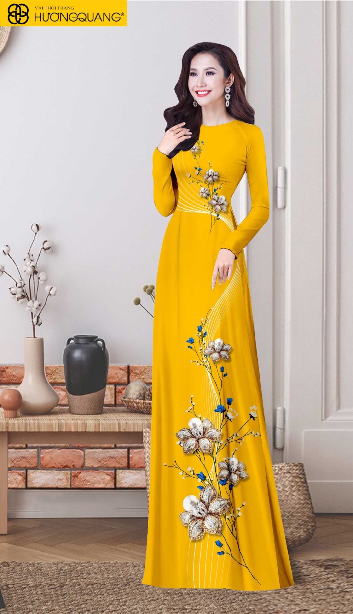 Vải may áo dài dịp Tết đẹp, sang trọng, cho chị em