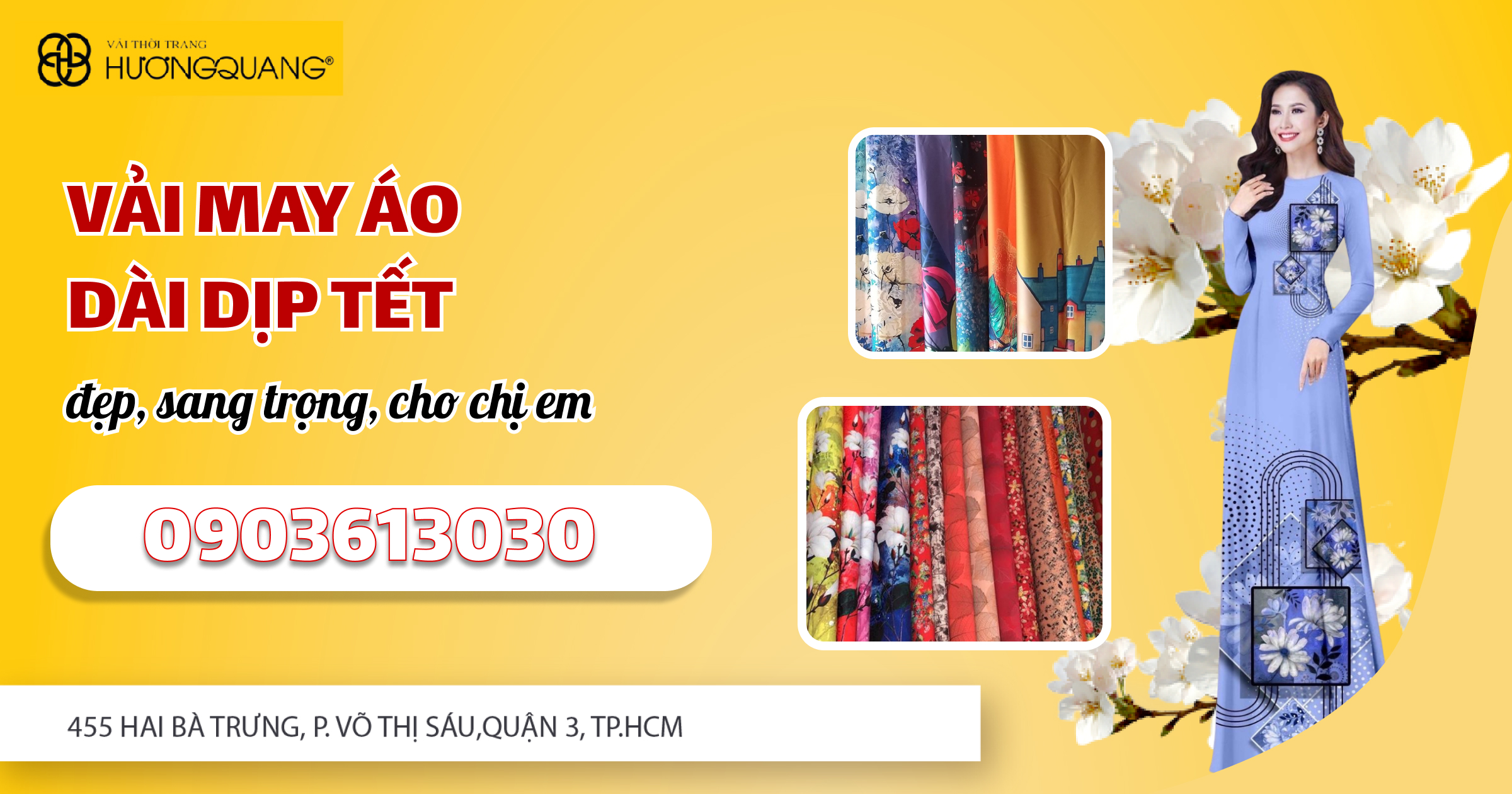 Vải may áo dài dịp Tết đẹp, sang trọng, cho chị em