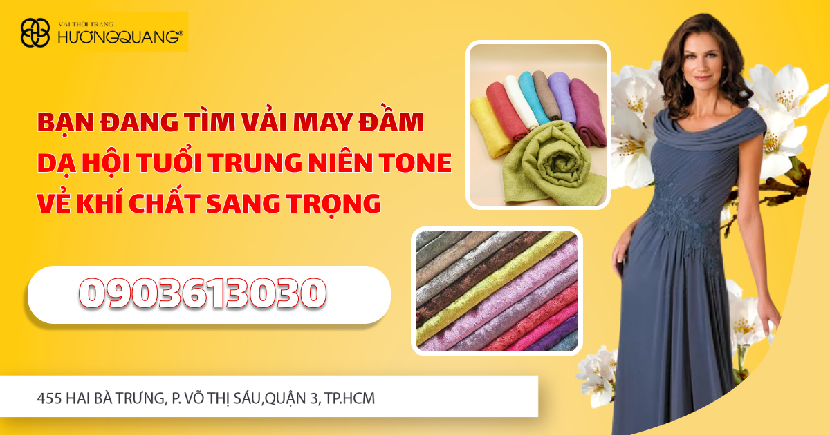 Bạn đang tìm vải may đầm dạ hội tuổi trung niên tone vẻ khí chất sang trọng