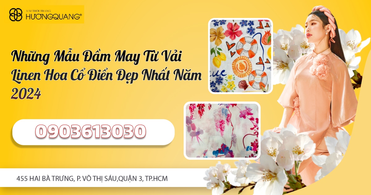 Vải linen hoạ tiết hoa cổ điển