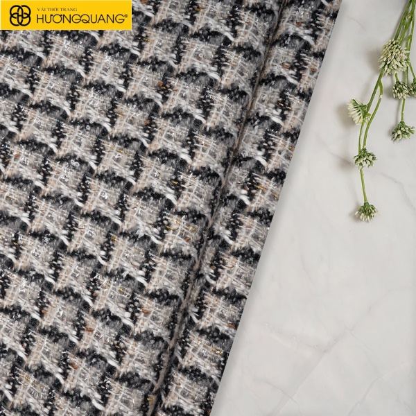 Vải dạ tweed thời trang, thích hợp may áo khoác, chân váy, vest nữ sang trọng