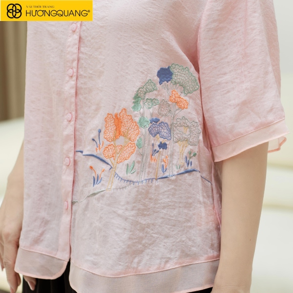 Vải tơ thêu màu hồng trang nhã cho thiết kế vintage