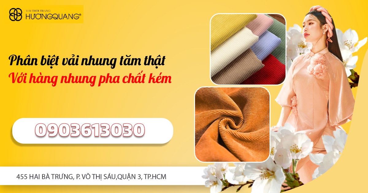 Vải nhung tăm thật có độ bóng tự nhiên Phân biệt nhung tăm xịn với nhung