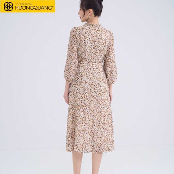 Voan hoa nhí vintage phối màu độc đáo cho đầm công sở
