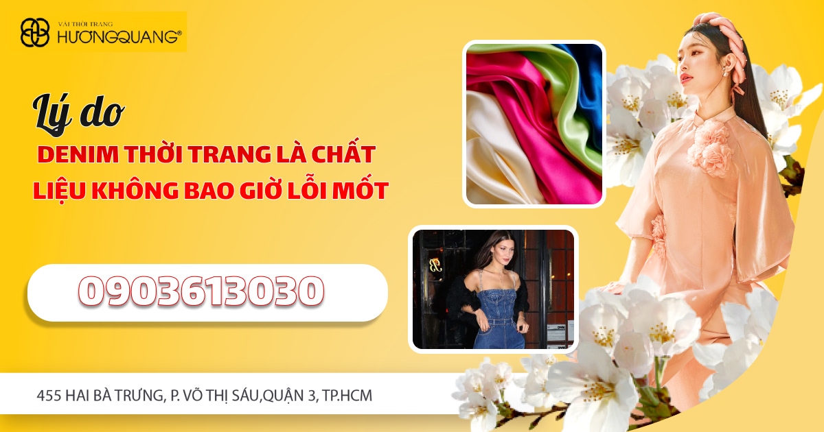 Vải denim cao cấp được trưng bày tại Hương Quang