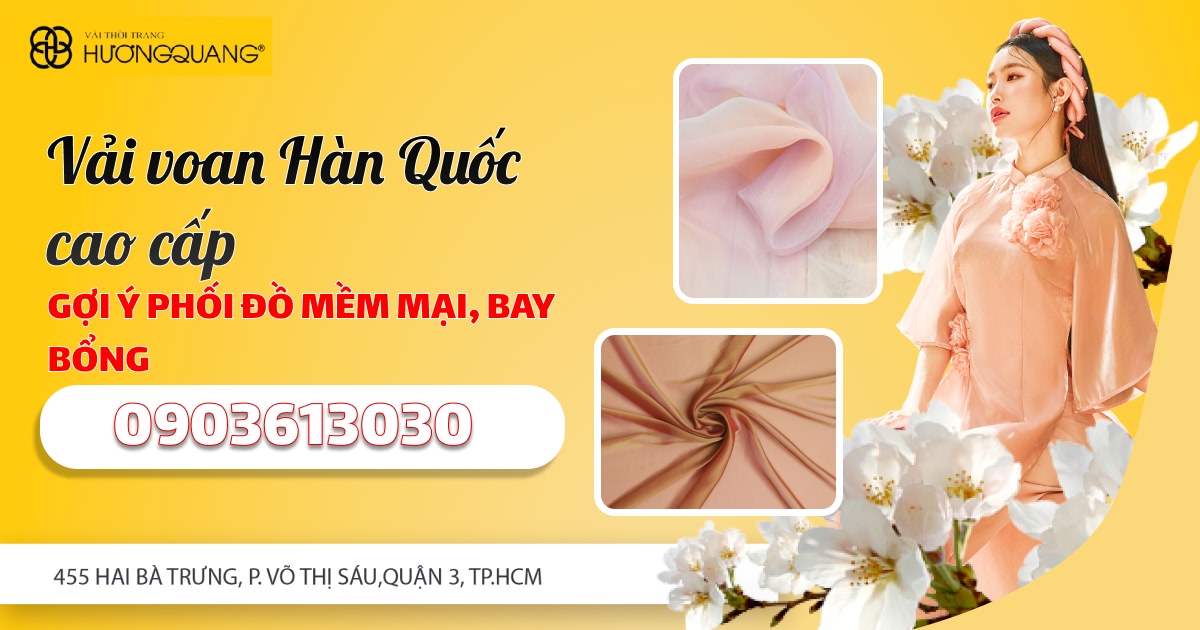 Bộ sưu tập vải voan Hàn Quốc cao cấp đa dạng màu sắc tại Hương Quang