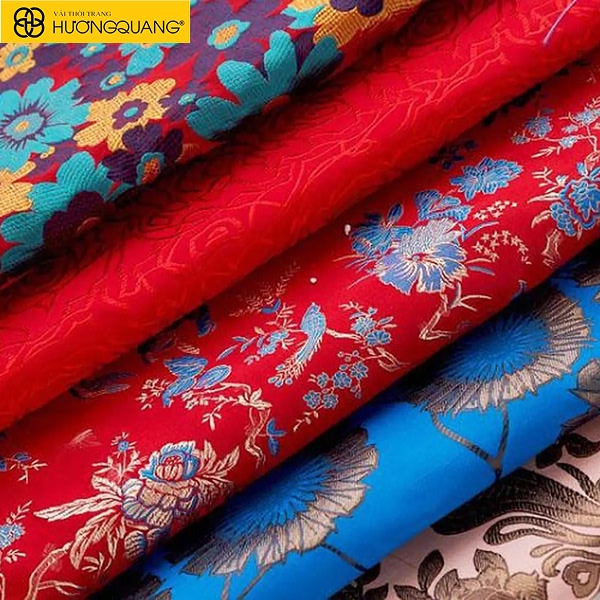Gấm navy hoa văn cổ triều Nguyễn