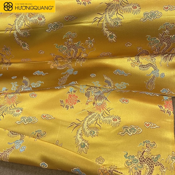 Vải brocade may đầm dạ hội cao cấp với họa tiết nổi bật
