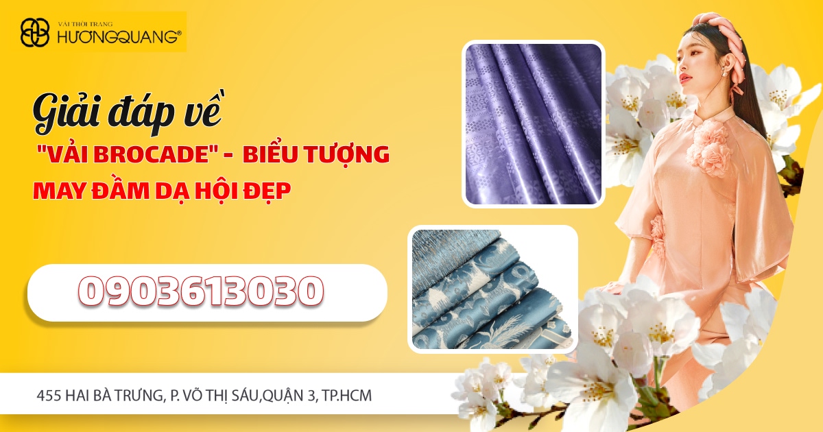 : Đầm dạ hội hoàn thiện từ vải brocade may đầm dạ hội Hương Quang