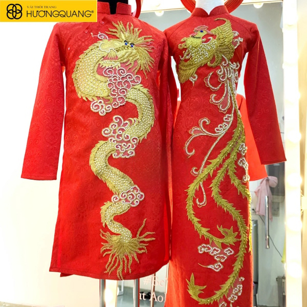 Vải họa tiết rồng phượng truyền thống ngày Tết