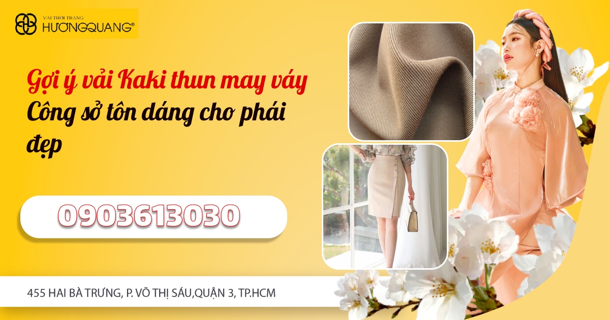 Vải kaki thun may váy tại Vải Hương Quang