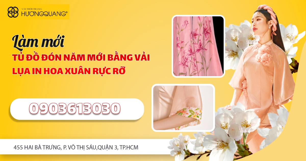 Vải lụa in hoa xuân tại Hương Quang