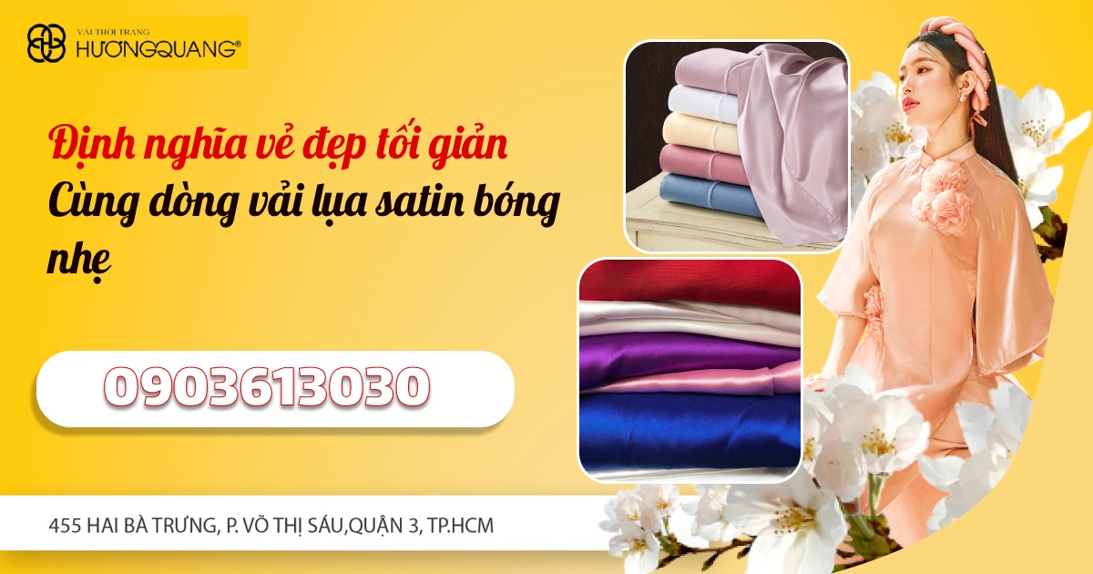Vải lụa satin bóng nhẹ tại Vải Hương Quang