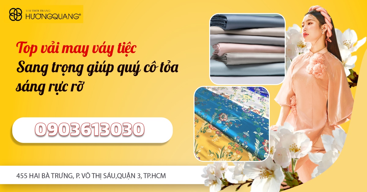 Vải may váy tiệc sang trọng tại Vải Hương Quang
