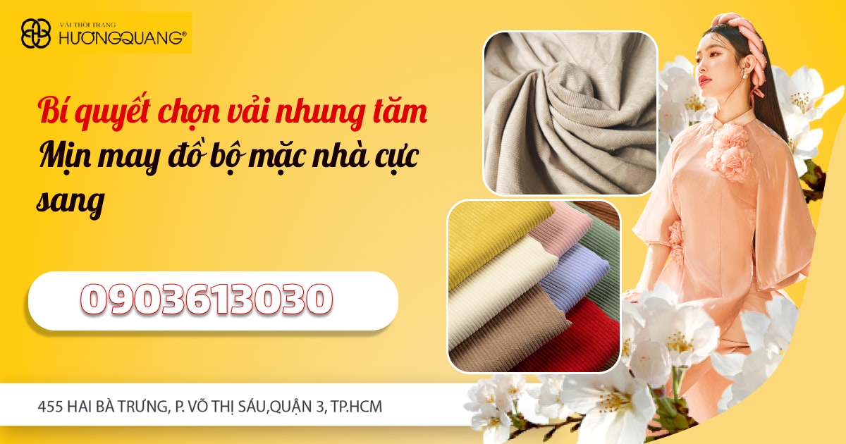 Không gian trưng bày vải nhung tăm mịn tại Vải Hương Quang
