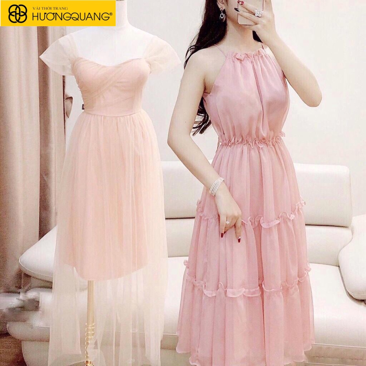 Vải voan tơ ánh nhũ phối màu đa sắc