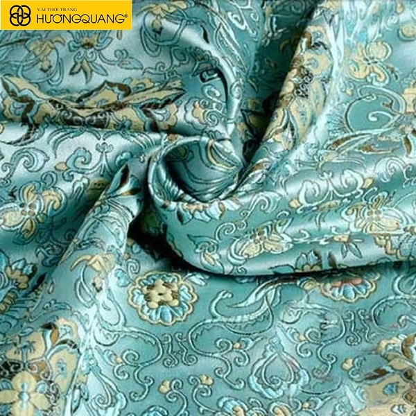 Cận cảnh hoa văn nổi của Vải Jacquard cao cấp