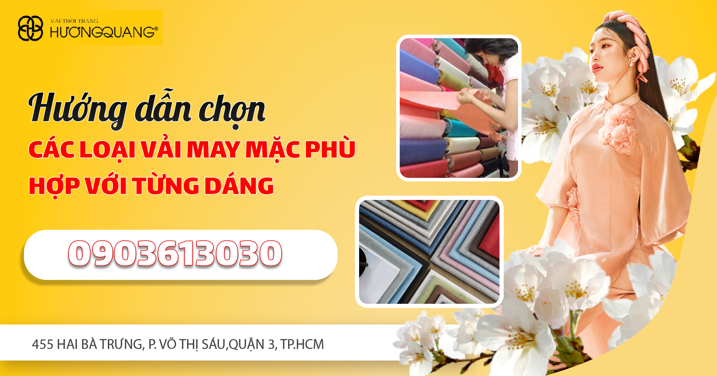 Cửa hàng vải với đa dạng chất liệu và màu sắc