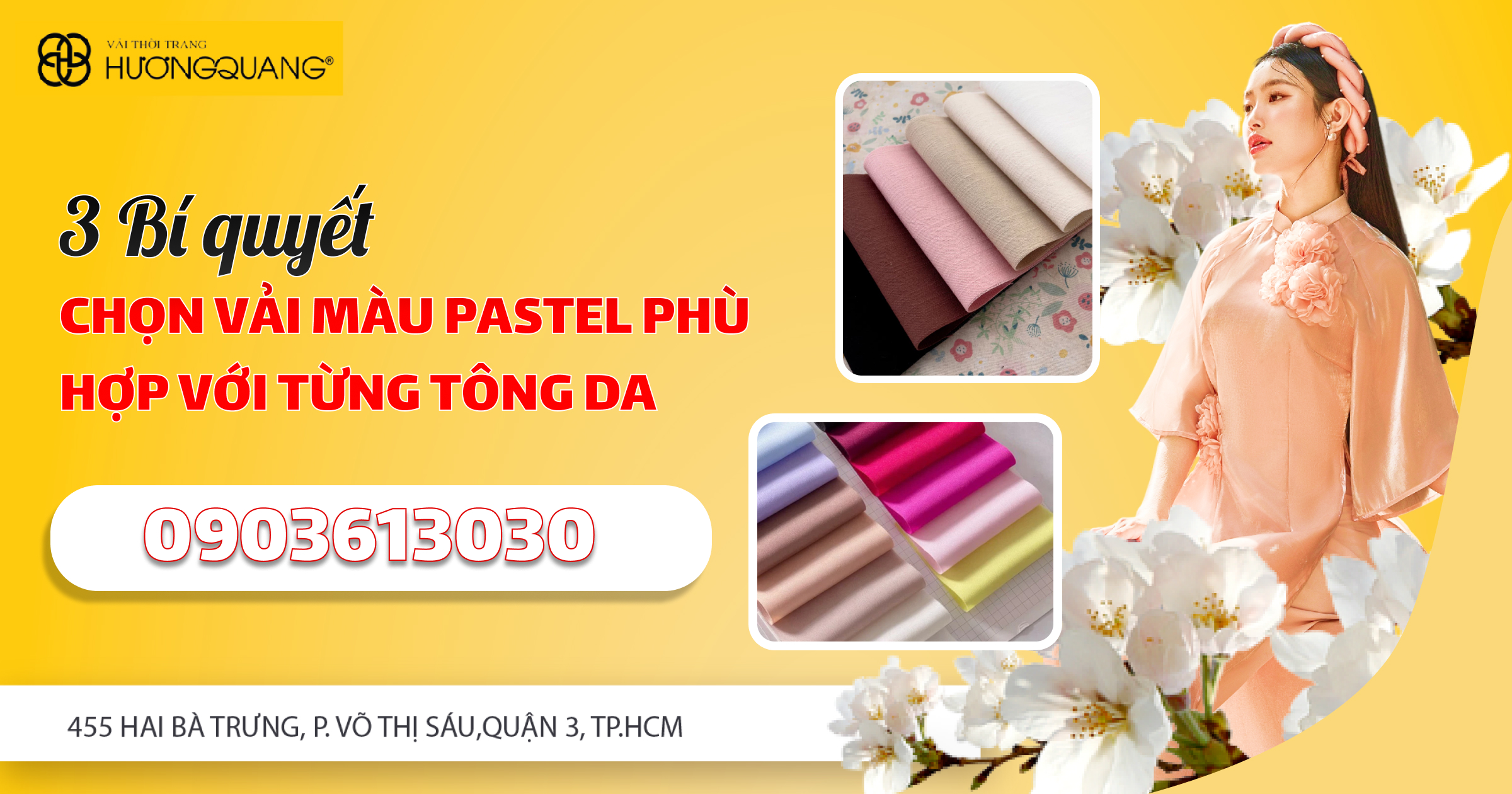 Cửa hàng vải pastel đa dạng màu sắc