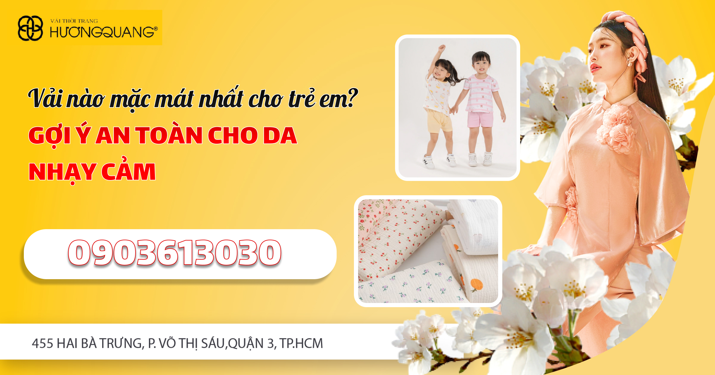 Cửa hàng vải đa dạng chất liệu cho trẻ em
